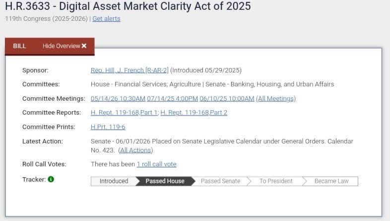 PaulGoldEagle's tweet photo. ⚖️ BREAKING: THE CLARITY ACT HAS OFFICIALLY BEEN PLACED ON THE SENATE CALENDAR THIS WEEK! ⏱️

🚨 A FULL SENATE FLOOR VOTE ON LANDMARK U.S. CRYPTO LEGISLATION IS RAPIDLY APPROACHING! 📝🔥

Let us pray in the bills passing into law 🙏

#XRPWave #uscryptomarket #XRPHOLDERS #cryptonewsdaily #cryptobullrun #xrppriceprediction #xrpnewstoday #xrpnews #XRPCommunity #bullrun #ripple