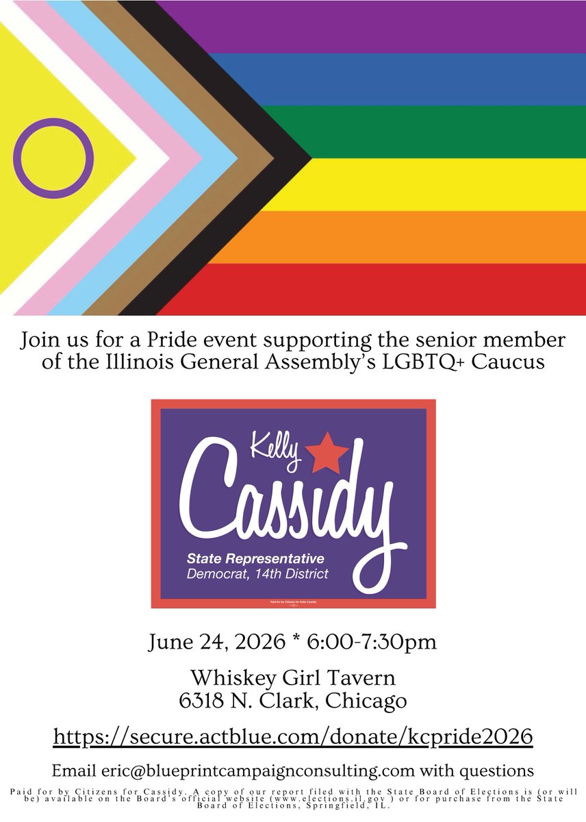 DemsforILHouse's tweet photo. Rep. @RepKellyCassidy has spent years fighting for LGBTQ+ rights and equality in Illinois. Celebrate Pride Month alongside one of the strongest voices in the General Assembly at a special reception on June 24 at Whiskey Girl Tavern. RSVP today: https://t.co/85oCGXdHDb https://t.co/tsGVUF6DgU