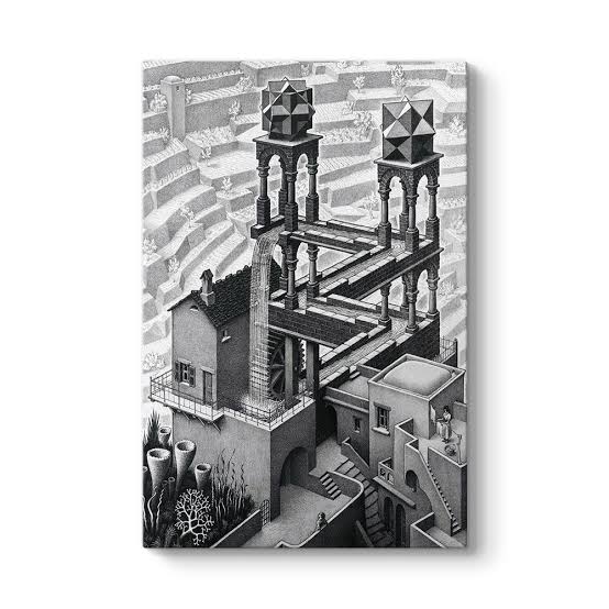 kisaveeoz's tweet photo. M. C. Escher’in “Şelale” illüzyonuna baktığında ilk his: bunun mümkün olmaması gerektiği.

Su yukarı çıkıyor gibi görünür, sonra tekrar aşağı düşer… ama döngü asla bozulmaz. Gözün “imkânsız” dediği şeyi zihin bir şekilde kabul eder. 

Gerçeklik algın yeniden yazılır. https://t.co/COyG72RNS3
