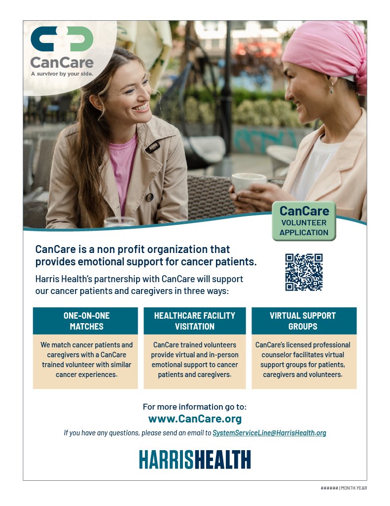 harrishealth's tweet photo. June is National Cancer Survivors Month, honoring those who have battled cancer, celebrating their resilience, and raising awareness. If you want to share your personal experiences as a survivor or caregiver, become a CanCare volunteer today! #CancerSurvivorsMonth #harrishealth https://t.co/phIFSykqj1