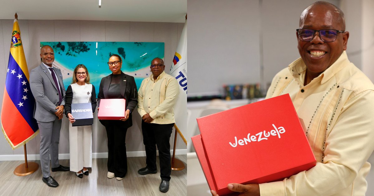 EmbBarVen's tweet photo. Ayer SE Aquinas Clarke, Corey Garrett (Director) y Ashleigh Phillips de Barbados Tourism Marketing Inc Latinoamérica sostuvieron productiva reunión con la ministra de Turismo, Daniela Cabello;  viceministro de Turismo Internacional, Marco Medina; y Pdta de Venetur, Dheliz Álvarez https://t.co/7QBrcACJSC