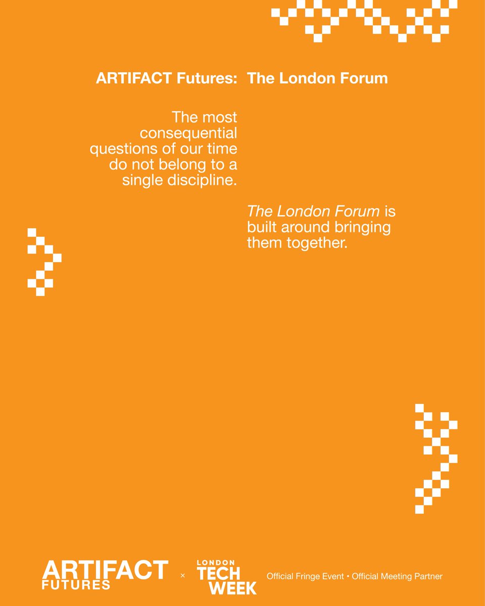 ARTIFACTfutures's tweet photo. The London Forum @LDNTechWeek 

The Future is Behind Us

Some conversations can’t wait.

A curated assembly bringing together cultural leaders, technology pioneers, and the thinkers defining contemporary discourse.

10 June —  Knowledge Centre, British Library, London

14:00–17:30  The Afternoon Session
17:30–22:00  The Evening Session

Register your interest:
https://t.co/iRwKp92EUg

#LondonTechWeek #LTW26 #LTW #ARTIFACTFutures