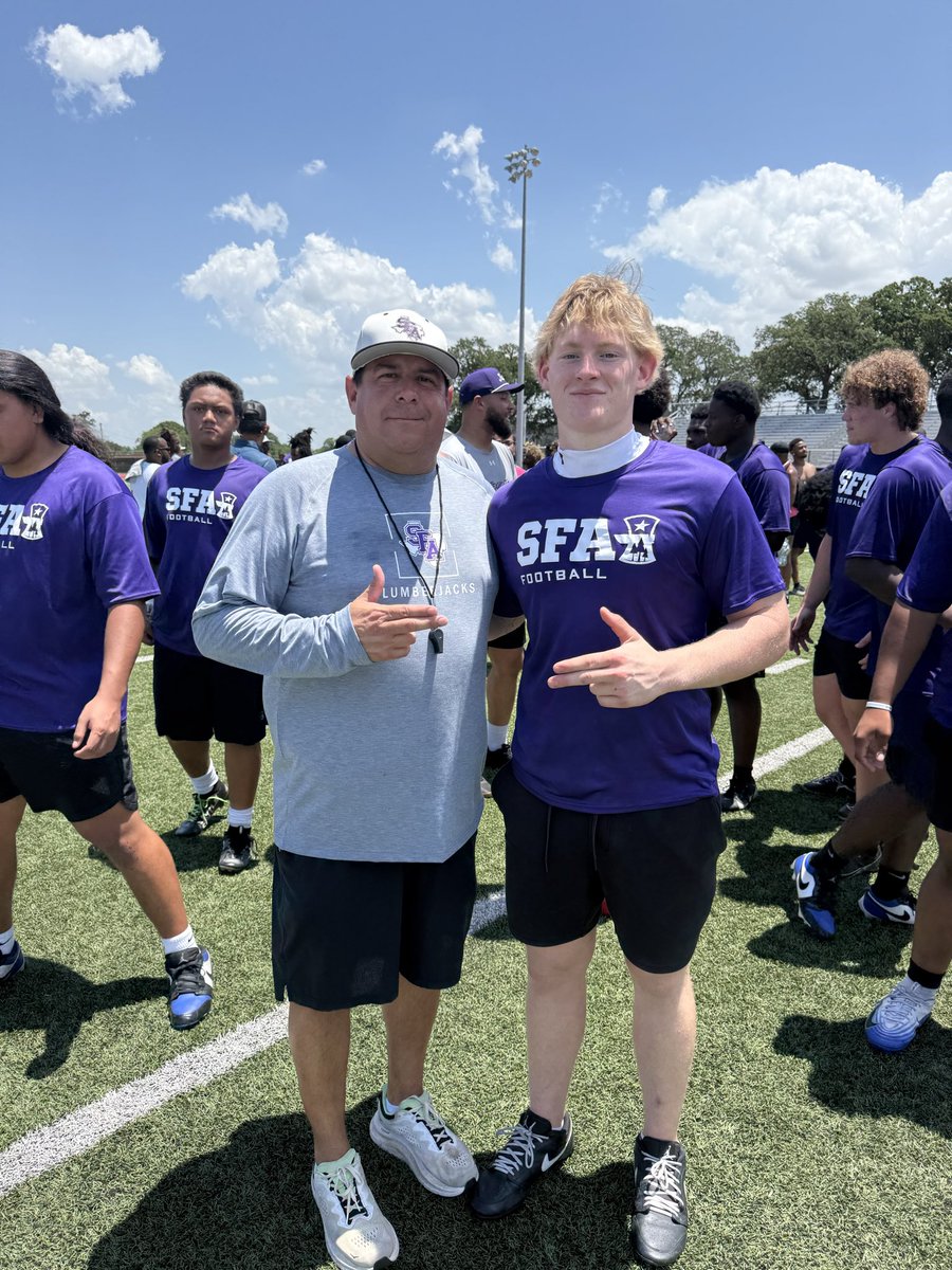MasonlSears's tweet photo. Great day out at @SFA_Football camp! Looking forward to staying in touch with @CoachWhitt_  @coach_salgado  @CoachCarthel 

@LorenaFootball @jpvh316 @JeffPevehouse @pdeleon0214 https://t.co/rZNThmUG1l