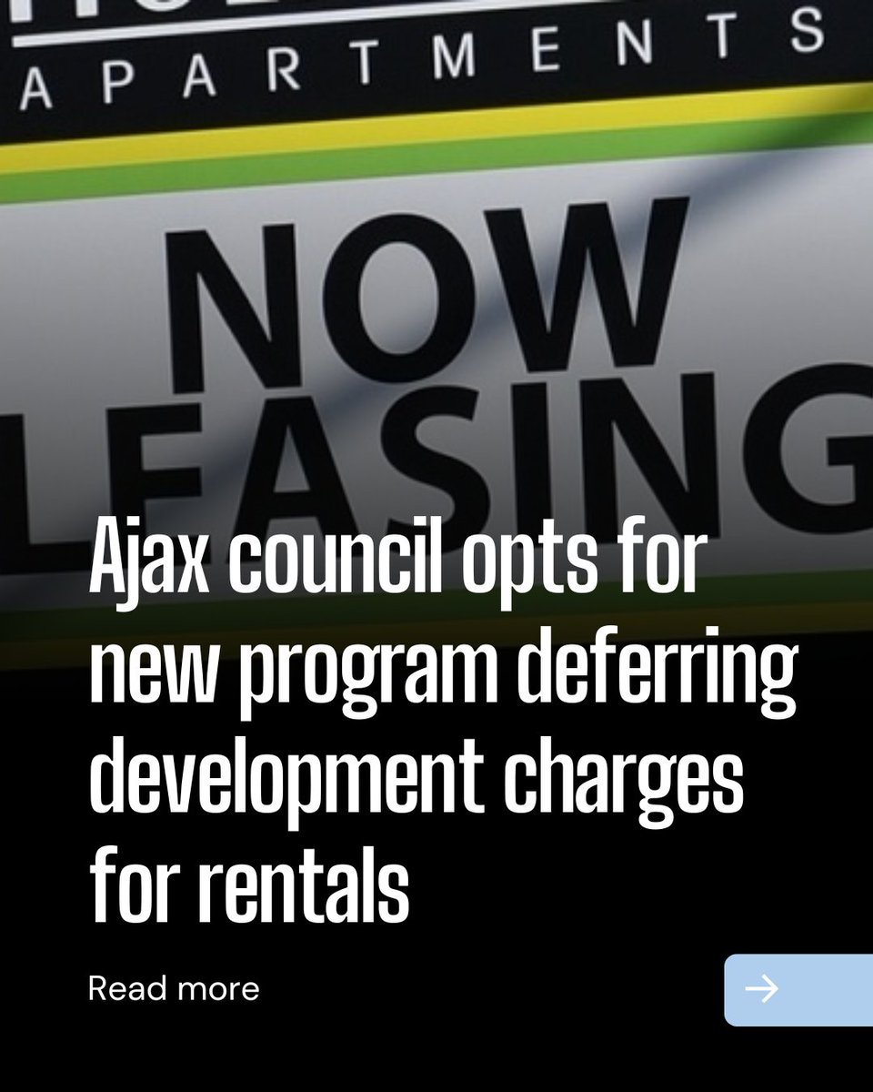 ClarNews's tweet photo. Ajax council is not going to waive or reduce development charges for purpose-built rental like other municipalities.

Instead, they’ve settled on a new development charge deferral program they say is designed to protect critical infrastructure funds while supporting the housing supply.

Read full story: https://t.co/VYrNqYeUrb