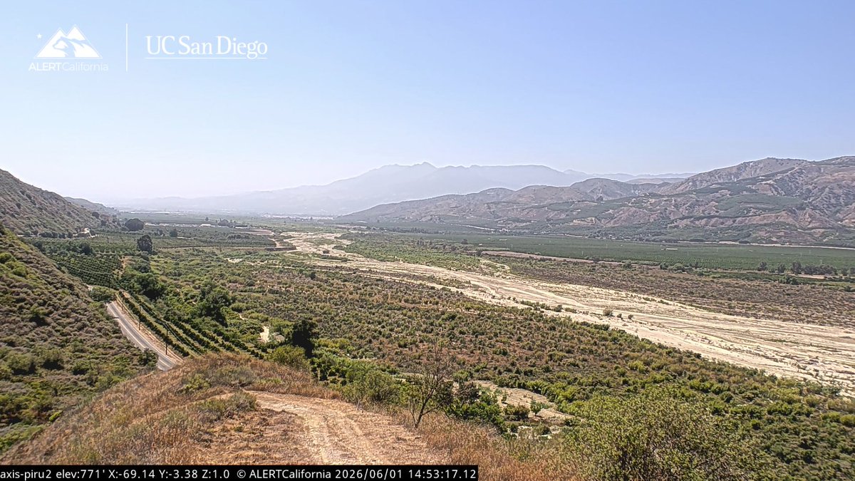 ALERTCalifornia's tweet photo. New cameras online: ALERTCalifornia's field team just added the Piru 1 &amp; 2 cameras to the network. They are located between the town of Piru and the Santa Susana Mountains in Ventura County. See the view live at: https://t.co/jsPw0VkNNL https://t.co/Q9AINeQmre