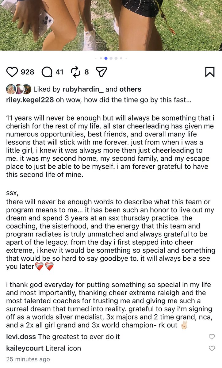tealcrownse's tweet photo. oh riley kegel the cheerleading world will forever love you 🩷🥹 https://t.co/H9s3HfY4ga