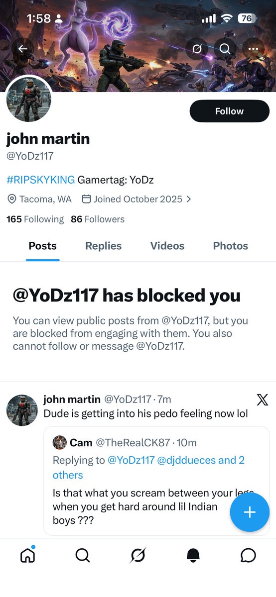 TheRealCK87's tweet photo. @SavinTheBees This dude got so mad he blocked me. So funny 😂 https://t.co/oV107GO3Tk