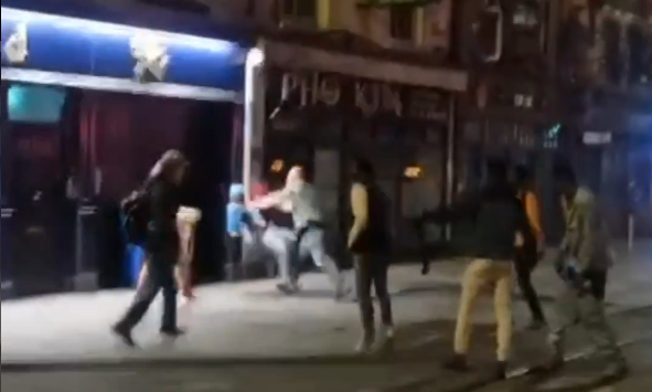 IRISHCRAIC101's tweet photo. Pic #1 Irish lad on right vs Somalian
Pic #2 Somalian sent flying through the air feet not touching the ground into the shop front.
Pic #3 Same Irishman Vs Somalian 
Pic #4 Different Somalian sent flying 6 foot backwards through the air feet didn't see ground either.
Lesson, If you're Somali, don't fcuk with the Irish, they will fold you in half.
