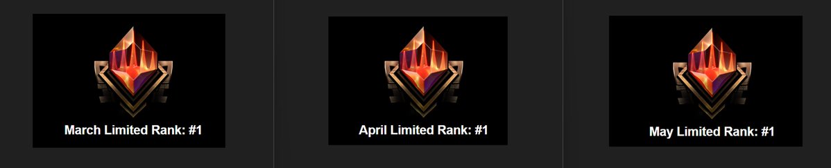 TheHamTV's tweet photo. unfortunately there is no real leaderboard, but I have ended the last 3 seasons mythic #1 limited on magic arena.   made a picture from the end of season emails, they sure could make all of this a lot more exciting.  All games streamed https://t.co/Rg61iu5EMr https://t.co/Ut02JUi6lK