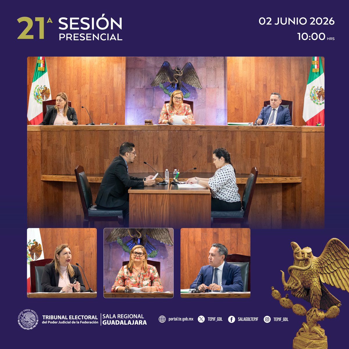 TEPJF_GDL's tweet photo. 📢 La Sala Regional Guadalajara del #TEPJF celebró su Sesión Pública No. 21.

⚖️ Confirmó una resolución del Tribunal Electoral de Sonora y revocó, por mayoría, una del Tribunal Electoral de Chihuahua en materia sancionadora.

📄 https://t.co/cEjMgwGRDE

#SRG #JusticiaElectoral https://t.co/PZPUNqa1PW