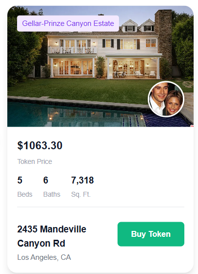 TokenopolyLabs's tweet photo. One of Hollywood’s longest-lasting power couples is moving on from the Los Angeles home where they raised their family. 🏡

Sarah Michelle Gellar & Freddie Prinze Jr.’s Mandeville Canyon Estate is now live on our Ethereum testnet as a synthetic market (play money, real data).

7,318 sqft. Brentwood’s exclusive Mandeville Canyon. The longtime family home where one of Hollywood’s most enduring couples raised their children.

See how the crowd prices this $10.5M Los Angeles estate 👇

https://t.co/3cLwxZ1Bjm

#CelebrityHomes #RealEstate #RWA