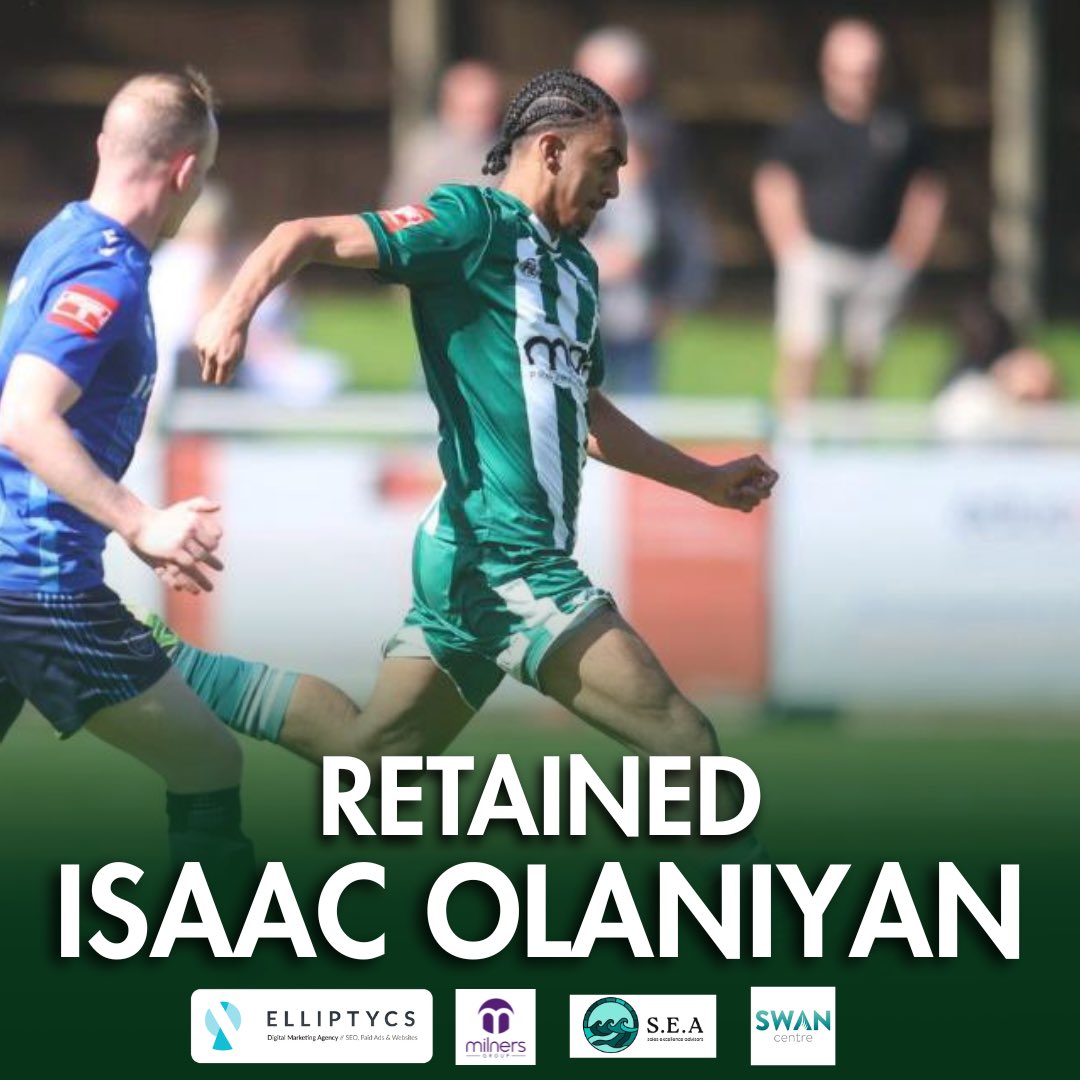 LeatherheadFC's tweet photo. We are delighted to announce that Isaac Olaniyan has agreed to stay with the club ahead of the 2026/2027 season ✍️

Good to have you back Isaac!

https://t.co/intEY0Dknt https://t.co/BflRardChU