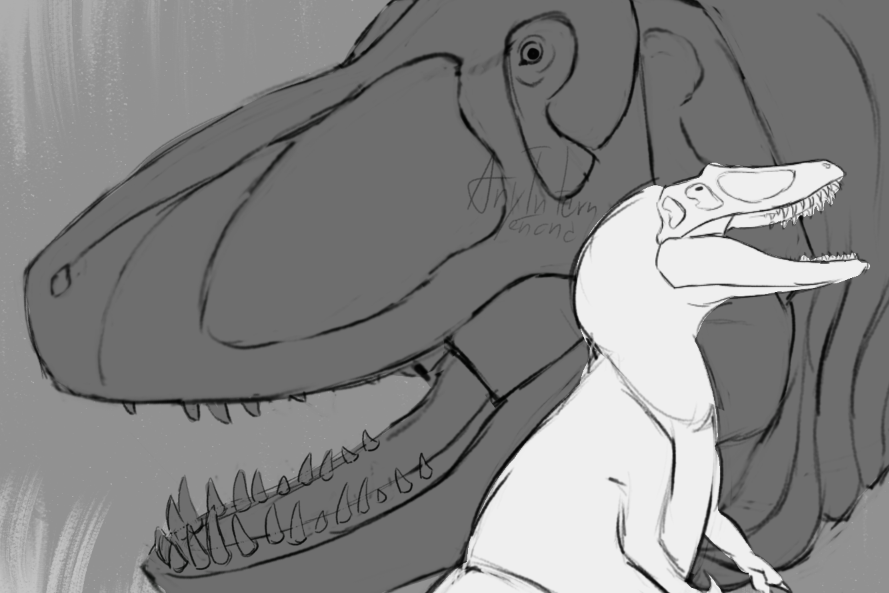 AnyIntern_'s tweet photo. #paleoart Tried to create motherly-love but- the mother might have other plans in mind 😭 https://t.co/66TIqI2VoQ