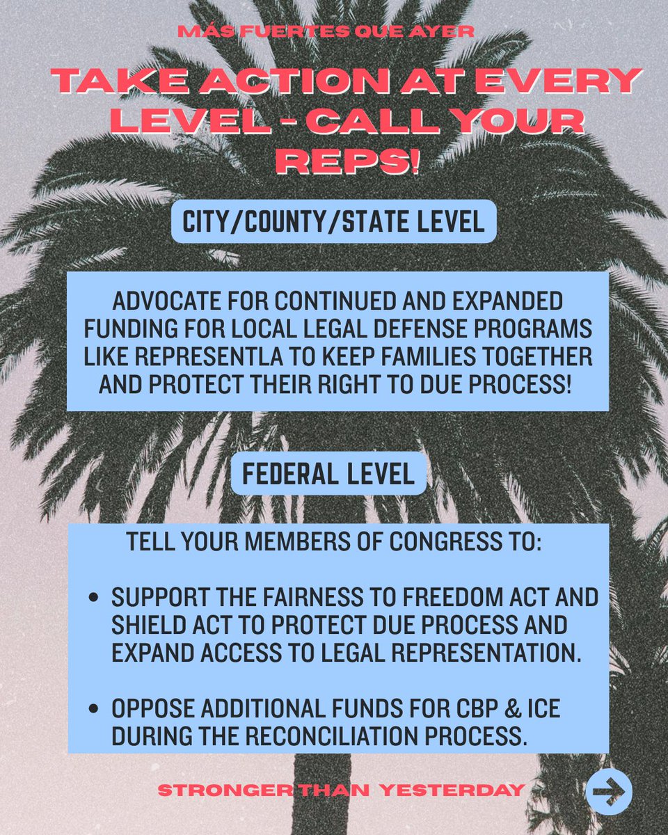 ImmDef's tweet photo. One year ago, raids hit our communities across SoCal. What we remember most is how we showed up.
It’s STILL happening. This June we challenge you to join the Stronger Than Yesterday Challenge— take one action a week &amp; tag your friends! #MasFuertesQueAyer #ICEOutNow https://t.co/iYOZi874kJ