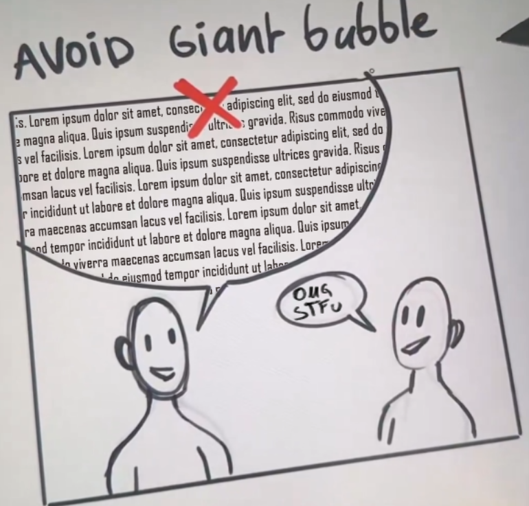 HocusSir's tweet photo. @MitchLeeuwe The giant bubble works when you want to make the bit of a character info dumping. https://t.co/NG2sIFgMAl