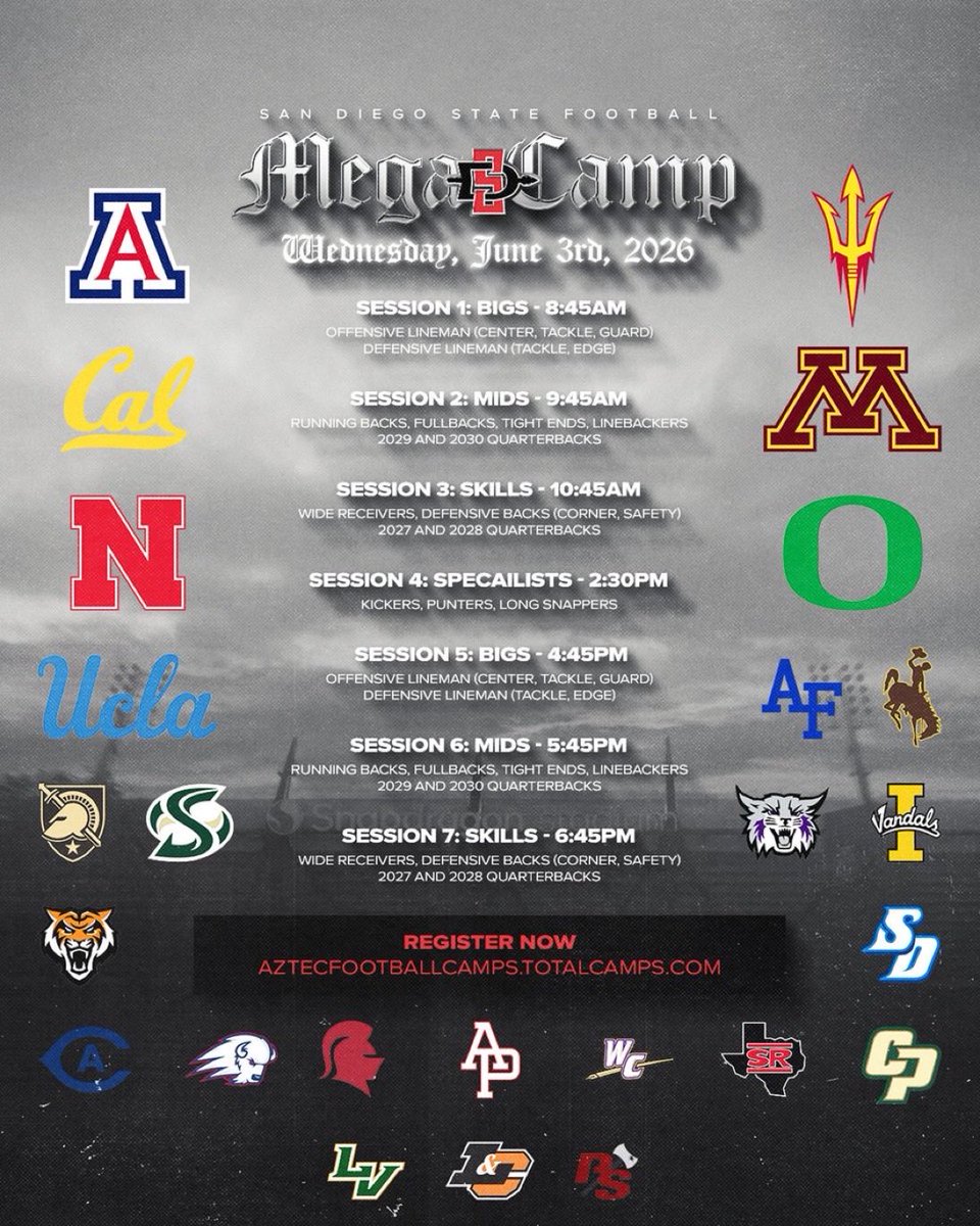 Jaeden_3's tweet photo. I’ll be at the @AztecFB mega camp tomorrow! Im excited to get out there, meet all the coaches, and perform! @ASUFootball @ArizonaFBall @GopherFootball @weberstatefb @UCDfootball https://t.co/SK7QFkRRPD