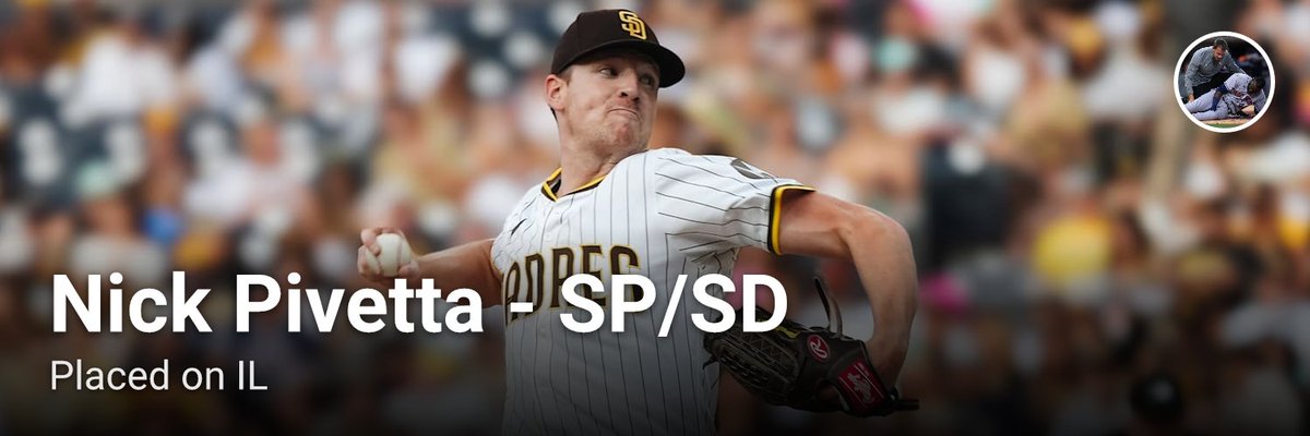 MLBInjuryBot's tweet photo. Nick Pivetta - SP/SD — Placed on IL (10-Day).

Per @Padres: "We have selected OF Jase Bowen from Triple-A El Paso, placed OF Ramón Laureano on the 10-Day IL retroactive to 5/31 (right hip inflammation) and transferred RHP Nick Pivetta to the 60-Day IL. Bowen will wear No. 4." https://t.co/CkQBJNapDW