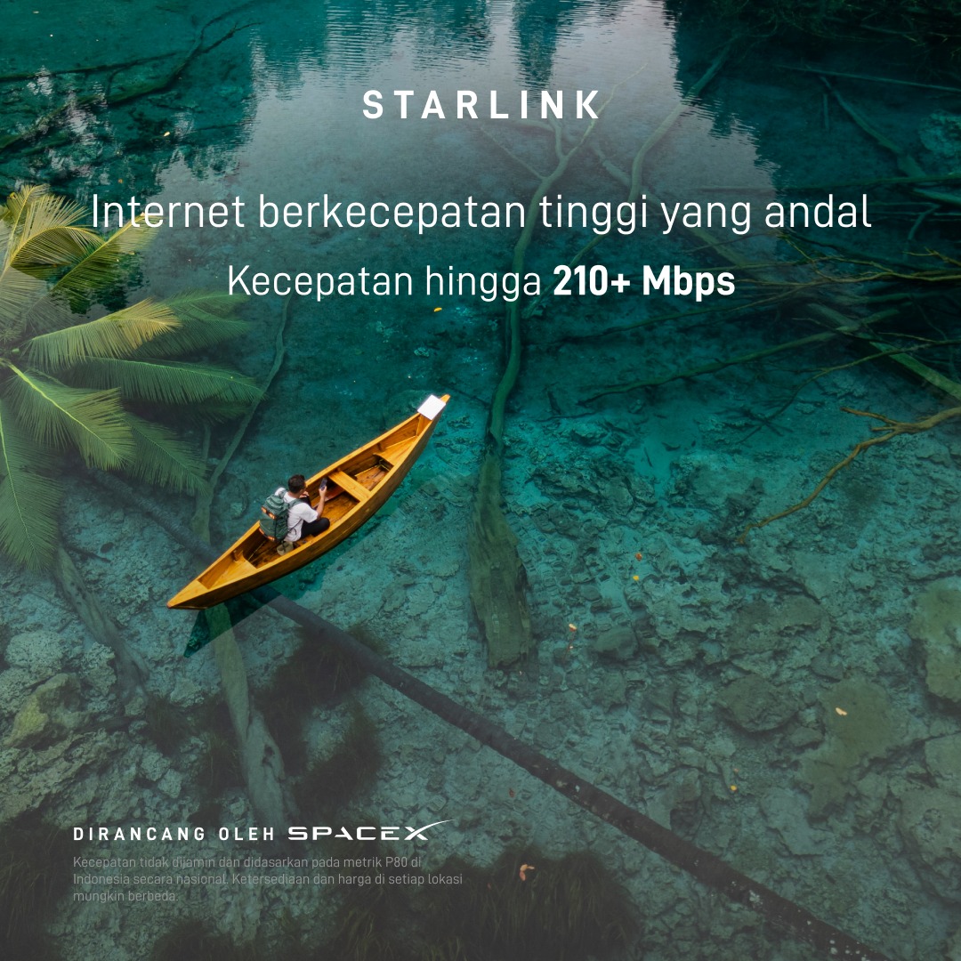 Starlink's tweet photo. Starlink Mini menyediakan internet berkecepatan tinggi dan latensi rendah saat singgah—sangat cocok untuk bepergian, berkemah, menjelajah, berlayar, bepergian dengan RV, dan banyak lagi. 

Rencanakan petualangan Anda berikutnya.
