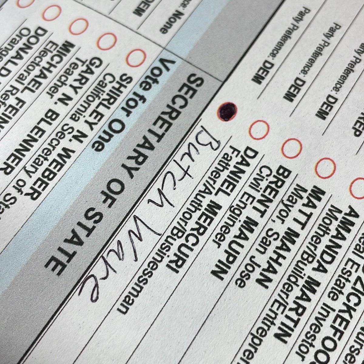 LAJbiz's tweet photo. We wrote in @ButchWare in our home.
Dropping off our ballots at the library today.
9 letters + 1 pen - BUTCH WARE.
#DoTheWriteThing #CaliforniaPrimary n https://t.co/FjXTClM54o