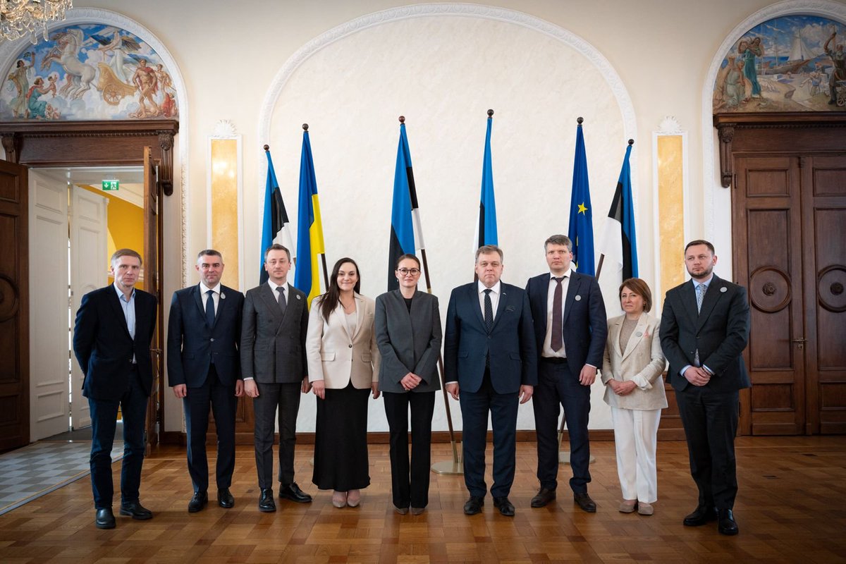 Svyrydenko_Y's tweet photo. We are strengthening defense cooperation with Estonia 🇪🇪🇺🇦

In Tallinn, we met with President @AlarKaris, President of the Riigikogu Lauri Hussar, and Prime Minister @KristenMichalPM.

We agreed to strengthen defense cooperation, specifically in the area of unmanned aerial systems, and to maintain a continuous exchange of experience in responding to security challenges.

Estonia continues to support Ukraine’s energy sector. Its contribution to the Ukraine Energy Support Fund has already exceeded €2.6 million. At the same time, Ukraine is ready to share its own experience in energy decentralization and system management under difficult conditions.

Estonia is a reliable ally on our path to EU membership. I thanked them for supporting the EU loan for Ukraine. We also discussed further strengthening sanctions pressure on Russia, including work on the 21st sanctions package and efforts to counter the shadow fleet.

We paid special attention to the Bring Kids Back UA initiative and the return of Ukrainian children illegally deported to Russia. I am grateful to Estonia for supporting these efforts.

Estonia became the first country whose parliament ratified the agreement establishing the Special Tribunal for the Crime of Aggression against Ukraine. In parallel, we are working to create a compensation mechanism.

Thank you for your participation in Ukraine’s recovery and for the active projects already underway in the Zhytomyr region. Ahead of us is the Ukraine Recovery Conference in Gdańsk, where we will continue expanding our cooperation further.