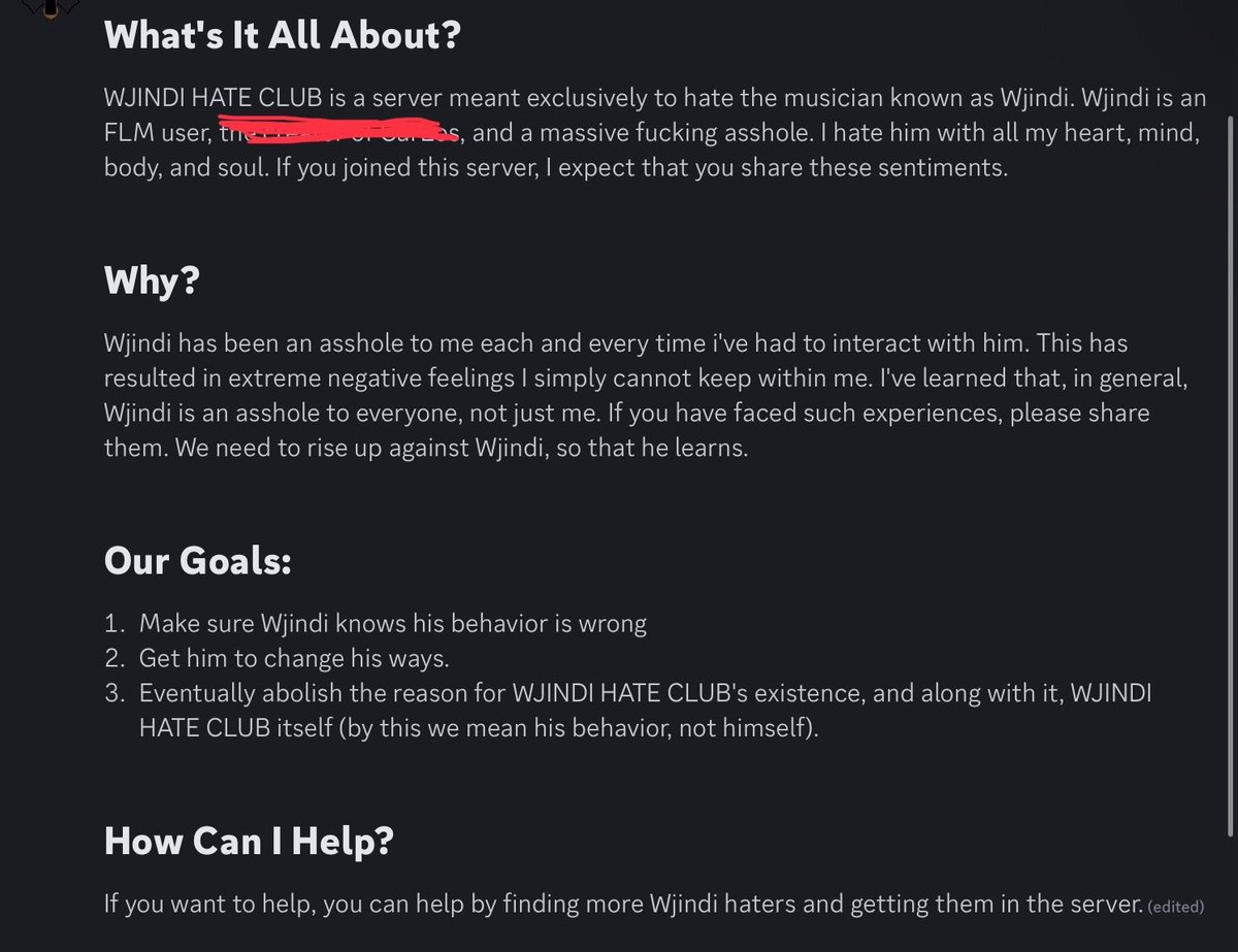 wjindi's tweet photo. Hi, so I've been told about this random ass group of people who made a group about me to spread shit about me online. It's being conducted by a dude who I have been discomforted by in the past, and I have barely spoken to him.

(Don't harrass Kdawg she's js in the screenshot) https://t.co/dP2tfY7YA0