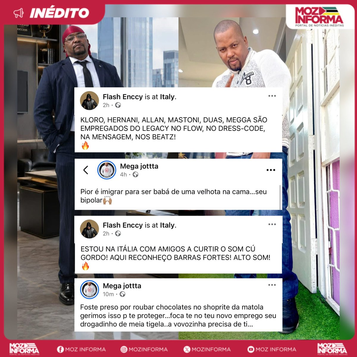 mozinforma's tweet photo. ‼️ RAPPERS FLASH ENCCY &amp; MEGA JOTTA EM ACTRITOS VIRTUAIS:

Tudo começa com um publicação do Flash Enccy afirmando que é patrão de alguns rappers nacionais no flow, mensagem e dress, incluindo o Mega Jotta. https://t.co/sdIC2Vkyvt