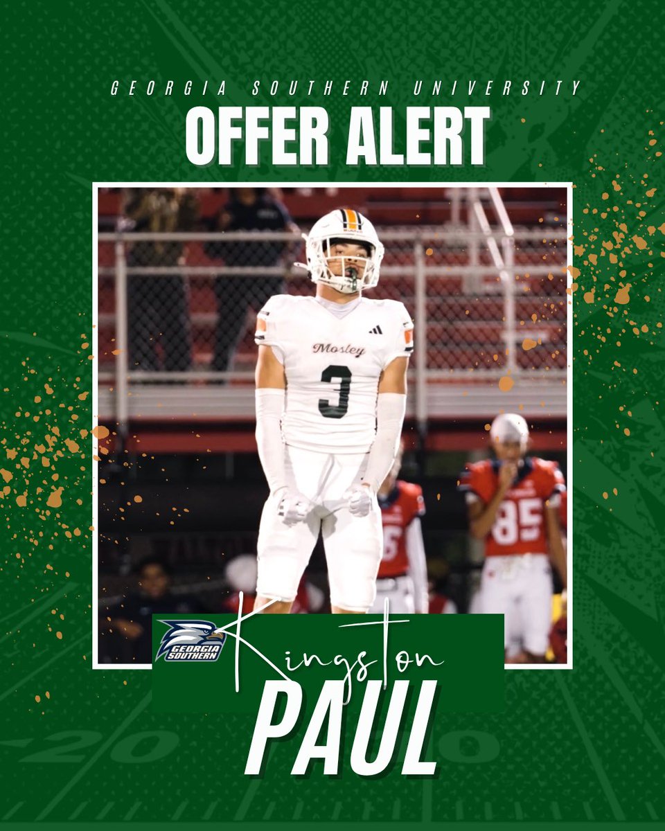 MosleyFBrecruit's tweet photo. Congratulations to @Kink_Paul2028 on picking up an offer from @GSAthletics_FB 
#MosleyMade #1ProgramNWFL #recruitmosley2026 

@AdebanjiBamide1 @Ath_Dynasty @Ath_Recruit @TheRundown102 @On3Recruiting @H2_Recruiting @247recruiting https://t.co/XklxvEMPLt