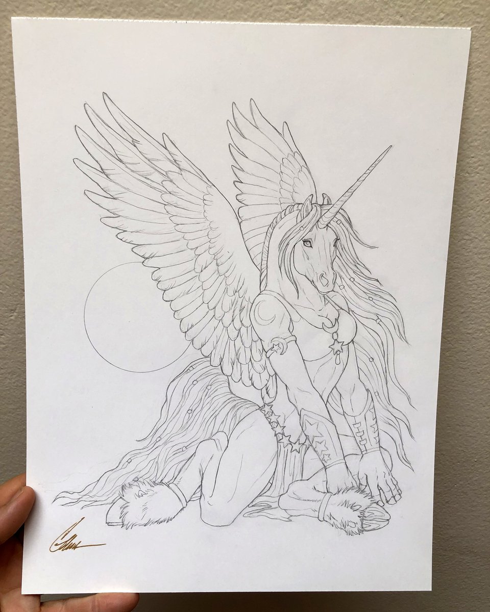 Goldenwolfen's tweet photo. Fixed her hoof-hand and the back leg a bit after these areas were pointed out. I do think it looks better!
This drawing is still up for grabs, but two people already have it in their carts so if you want her, better get her! 
👇👇👇
#alicorn #unicorn #unicornlove #unicornart https://t.co/OlJ682zvtX