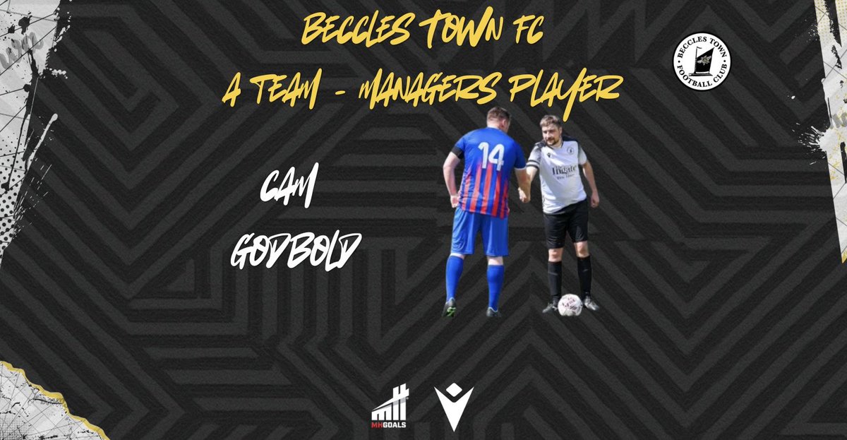 BecclesFC's tweet photo. A Team Awards || 

Golden Boot - Max Braddick 

Players Player - Sammy Roberts 

Managers Player - Cam Godbold 

Congratulations to our winners 👏 

#BTFC #UpTheTown ⚫️⛵️⚪️ https://t.co/dfhL6cOPS8