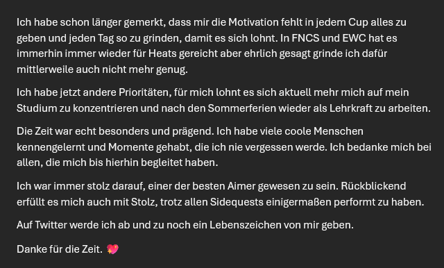 Psy3e8's tweet photo. Nach 8 Jahren Competitive ist für mich jetzt endgültig Schluss (QUIT TWEET)💔 https://t.co/TrxwztaVAZ