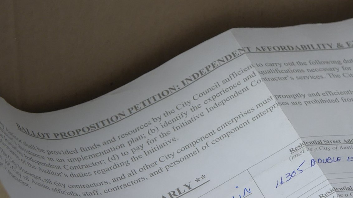 GraceReaderTV's tweet photo. Today: The group working to force 'an external and performance-based affordability and efficiency initiative' at the city of Austin says they have enough signatures to get their petition on the Nov. ballot. They filed those with the city clerk today. https://t.co/meTGFMJ5ah
