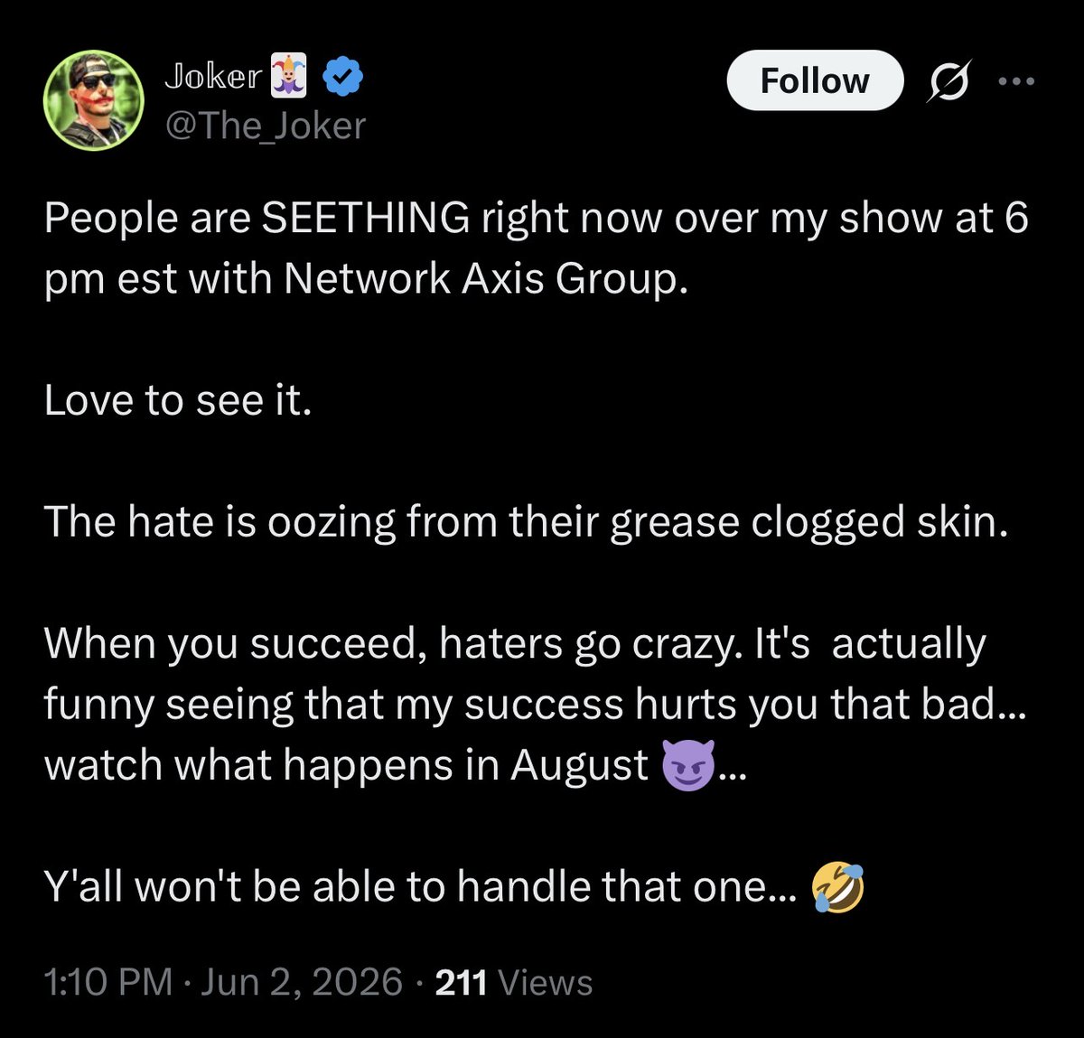 TheKCIPGatekeep's tweet photo. Your show? You’re a guest on their panel 😂
By the way, what success have you had? I have a laundry list of your failures. https://t.co/Az2ljEvbxD