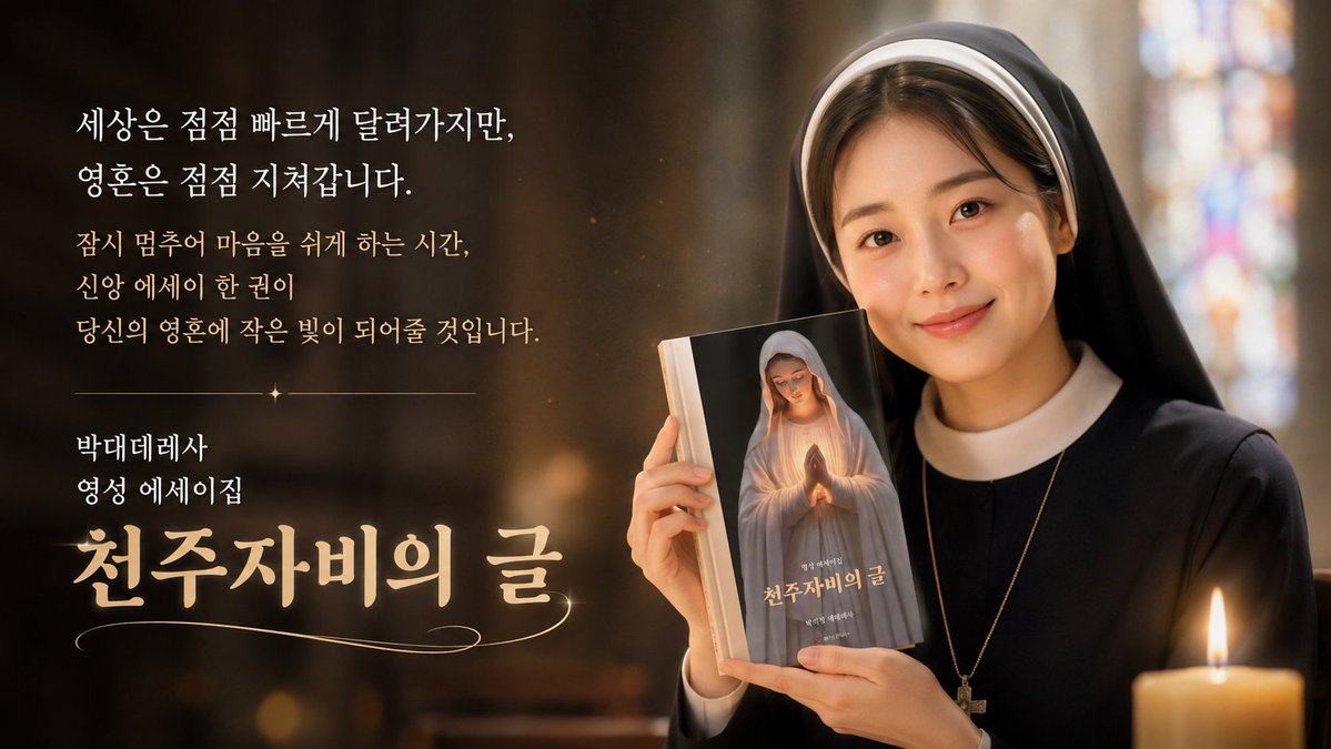 toqur59's tweet photo. 다시 오신 예수님이 말씀하시다

사람들아,
영혼을 잃어버린 시대에
다시 하느님께 돌아가야 하는 이유는,
인간의 마음이 하느님 없이
오래 머물수록 점점 사랑을 잃어가기 때문이다.
너희는 세상을 살아가며 많은 것을 배우고 얻었지만,
정작 가장 소중한 마음의 순수함과
자비로움은 잊어버리고 있지 않느냐.
사람들은 서로를 이해하기보다 판단하고,
함께 살아가기보다 자기 자신만 지키려 한다.
그리하여 마음은 점점 차가워지고,
영혼은 외로움 속에서 길을 잃어가게 된다.
하느님께 돌아간다는 것은
단지 종교적 형식을 따르는 것이 아니라,
잃어버린 사랑의 마음을 다시 회복하는 것이다.
인간의 영혼은 하느님의 사랑 안에서만
진정으로 살아 숨 쉬기 때문이다.
너희가 하느님에게서 멀어질수록 마음은 점점 메말라가지만,
다시 하느님께 마음을 열 때 영혼은 새로운 생명을 얻게 된다.

그러므로 사람들아,
너희 영혼이 지쳐 있다면
다시 하느님께 돌아오기를 두려워하지 말아라.
하느님께서는 완전한 사람만 부르시는 것이 아니라,
상처 입고 길 잃은 영혼들을 더 깊이 품어주신다.
너희가 회개의 눈물로 마음을 씻고,
다시 사랑하며 살아가려 할 때
하느님 나라는 너희 안에서 다시 피어나게 된다.
세상은 끊임없이 인간에게 더 강해지고 더 높아지라고 말하지만,
나는 너희에게 다시 어린아이 같은 마음으로 돌아오라고 말한다.
겸손히 기도하고, 서로를 용서하며,
작은 선행을 소중히 여길 때
영혼은 다시 빛을 회복하게 된다.
하느님께 돌아간다는 것은 세상을 버리는 것이 아니라,
세상 속에서도
사랑과 진리 안에서 살아가는 길을 다시 찾는 것이다.
그러니 사람들아,
너희 영혼의 문을 닫아두지 말고,
하느님의 자비가 다시 들어올 수 있도록 마음을 열어라