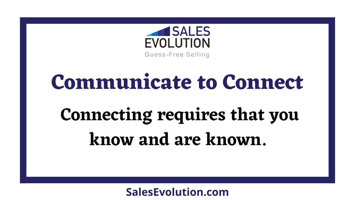 salesevolution's tweet photo. Connecting requires that you know and are known. #sales #salespeople #communicationtips #communication https://t.co/IbOqIP5S3N