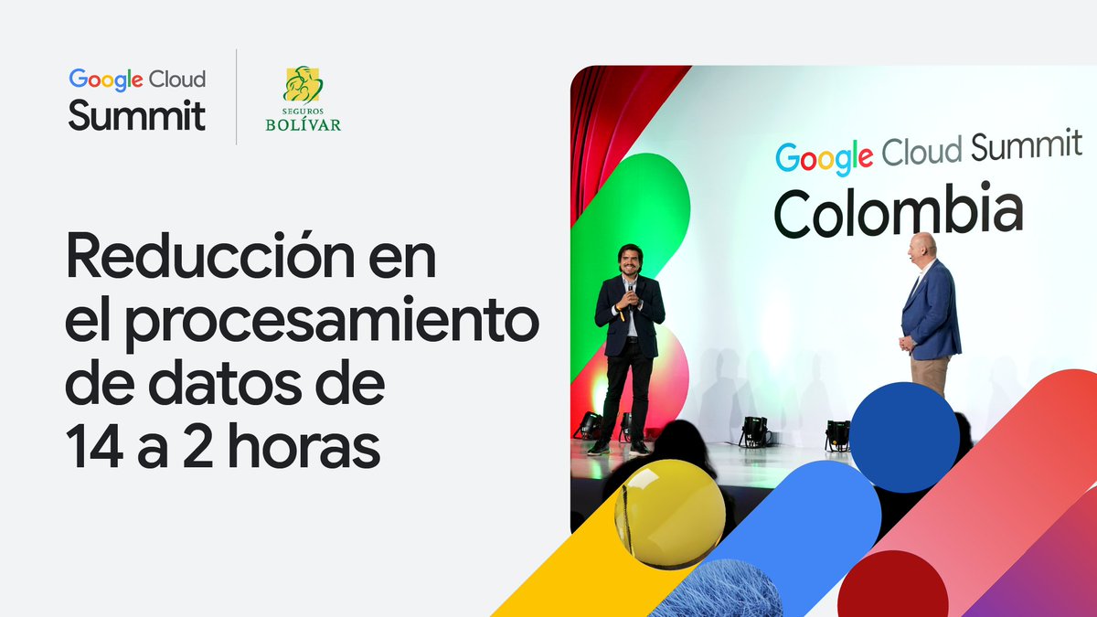 GoogleCloud_LA's tweet photo. ¿Reducir el procesamiento de datos a solo 2 horas?⏱️ Decirle adiós a los procesos lentos es posible.

En el #GoogleCloudSummit Colombia, David González de Seguros Bolívar nos contó cómo unificar los datos de sus clientes con la IA de Google transformó completamente su estrategia. https://t.co/3kRurdvflV