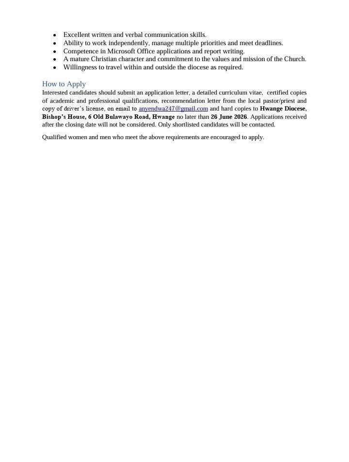 SoccomHwange's tweet photo. Vacancy notice: Caritas Zimbabwe- Hwange Diocesan Development Coordinator https://t.co/ceBTL7vSYi