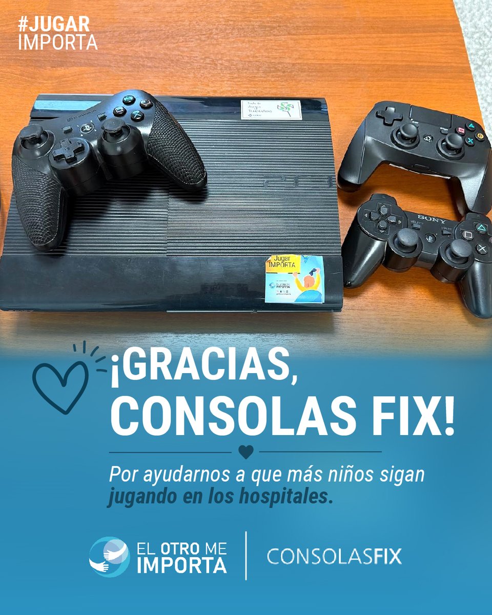 elotromeimporta's tweet photo. 🎮💛 Gracias a #ConsolasFix por acompañarnos desde el inicio de #JugarImporta

Sus reparaciones permiten que PlayStations donadas lleguen a hospitales en perfectas condiciones para que los niños internados puedan jugar.

¿Tenés una Play para donar? 👉🏻 https://t.co/KqTCs1bNOG https://t.co/KUPjxJZBg6