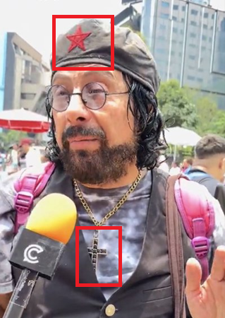 hernanchus's tweet photo. @veo_analizo2 La criatura de 60 años no tiene idea dónde está parado: 
La estrella roja representa al comunismo de los Bolcheviques que adoptaron el ateísmo estatal e hicieron una persecución a la Iglesia Ortodoxa para sustituir la fe por la ideología... pero el pendejo usa un crucifijo. 🤡 https://t.co/E4mwHnbbuK