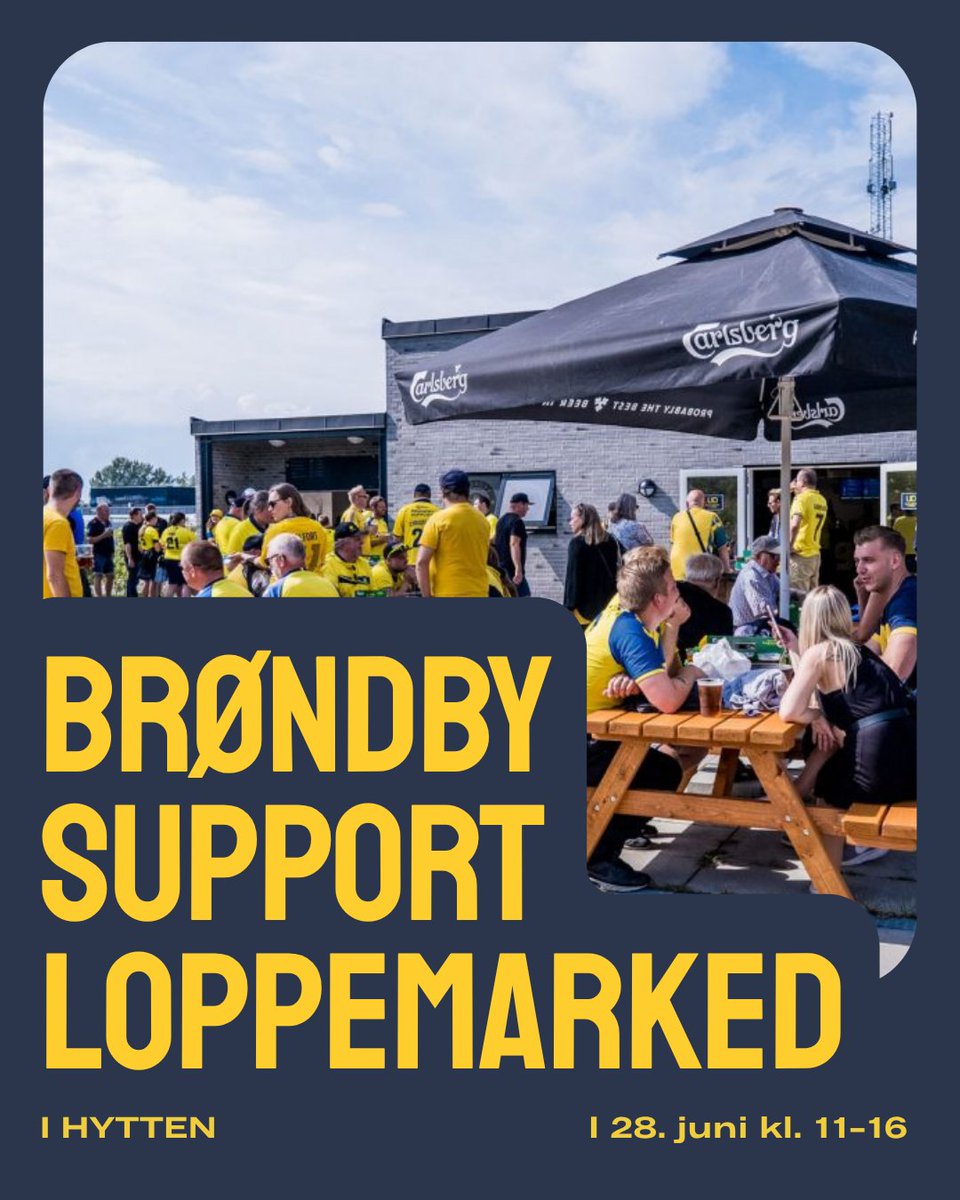 brondbysupport's tweet photo. 🟡🔵 BRØNDBY SUPPORT LOPPEMARKED
Lørdag 28. juni holder vi loppemarked i Hytten kl. 11–16!

Sælg dine Brøndby-trøjer, merchandise eller hjemmelavede gul-blå ting. Stand: 100 kr. | Gratis adgang | Fri parkering

Køb standplads via medlemsportalen: https://t.co/J7I9QH6hoN https://t.co/tDE9KzyGdI