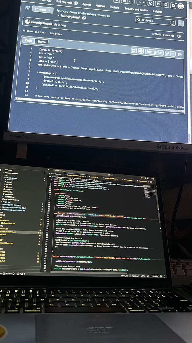 PratikDas54548's tweet photo. Building a CCIP-powered cross-chain protocol.
Currently testing on forks, tracing message flow, and understanding how assets/data move across chains. 

@chainlink @OpenZeppelin @CyfrinUpdraft https://t.co/GmVcOkEc6V