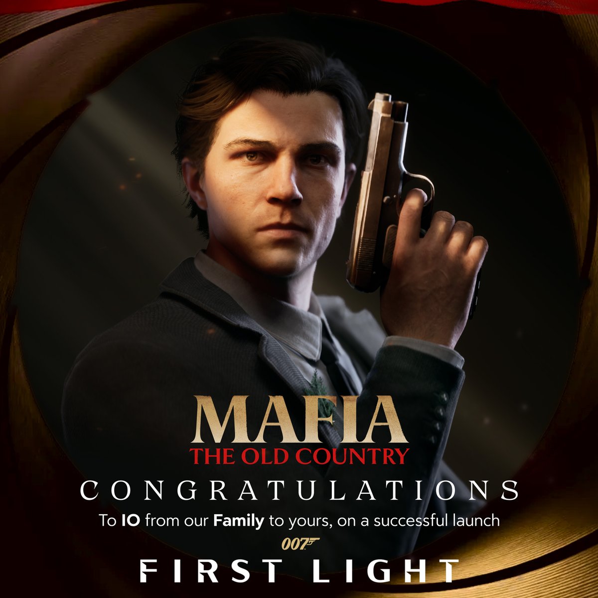mafiagame's tweet photo. From one Family to another, congrats to @IOInteractive on their incredible launch of #007FirstLight! https://t.co/8hX2dSTOMM