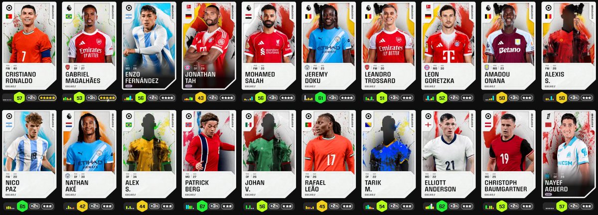 ColetrainAlex's tweet photo. Best pulls from 100 gems to start off the colours collection based on 3 stars or above @Sorare - how did we do? If anybody has a squad needing a member let me know :) #Sorare https://t.co/TMbbgOAm1R
