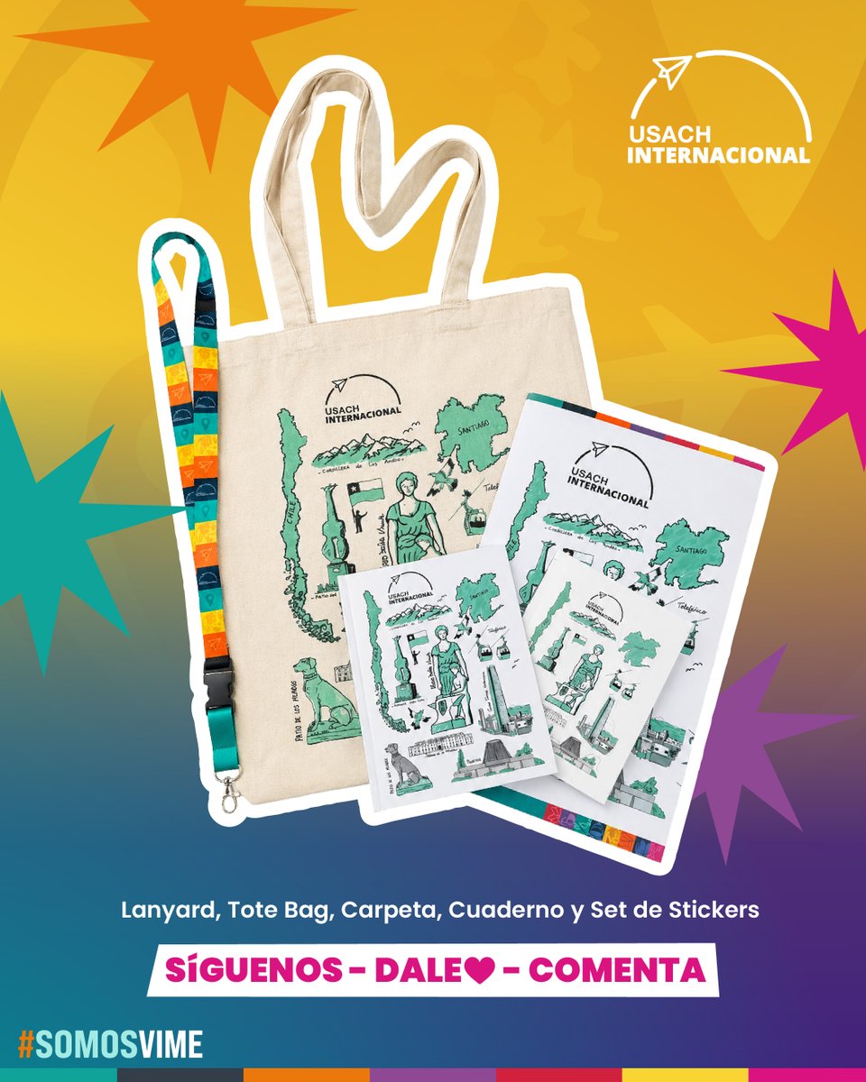 vimeusach's tweet photo. CONCURSO! 🌍✈️ Gana un kit de Usach Internacional (Tote bag, cuaderno y más).

Pasos: 1️⃣ Sigue a @vimeusach y @usach_internacional en Instagram 📸 2️⃣ Dale ❤️ 3️⃣ Comenta: ¿A qué país irías de intercambio y por qué? 🗺️
⏳ Cierre: 12/06, 17h.

#SomosVIME #UsachInternacional https://t.co/1v3OK1KFhm