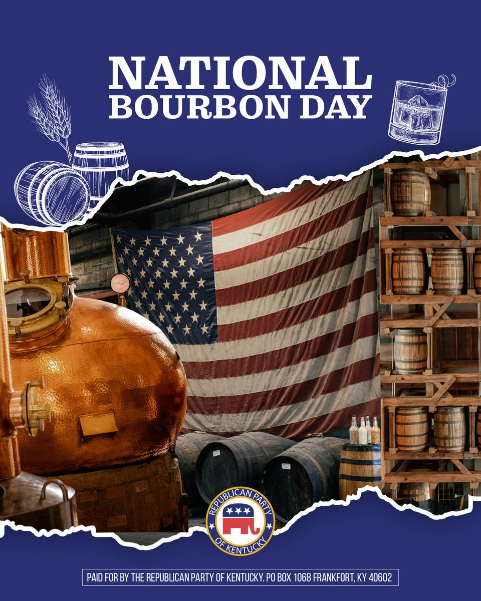 KYGOP's tweet photo. There are two things we hold sacred in Kentucky: faith and bourbon. On this National Bourbon Day, let’s honor the legacy of hard work and tradition that is distilled with every bottle. https://t.co/B6rXD657JB