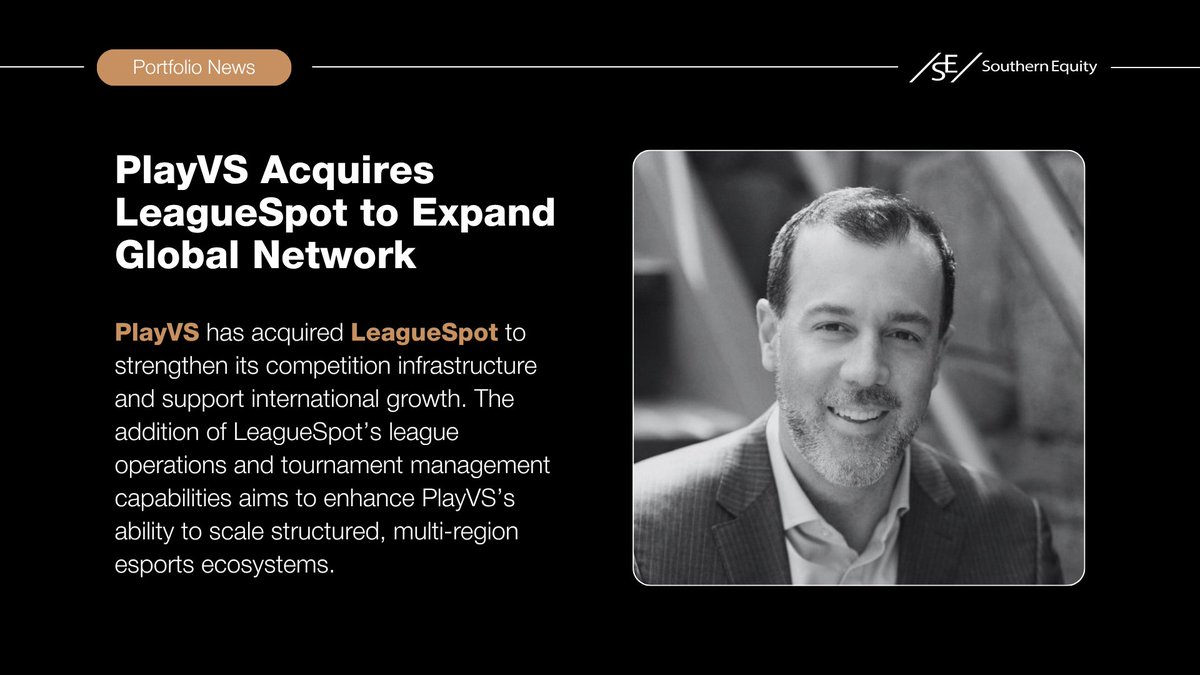 SouthernEquity's tweet photo. PlayVS (@playvs) has acquired @LeagueSpotGG, a global league and tournament management platform, with the aim of strengthening its technology and expanding its international competitive gaming network. ⌲

LeagueSpot brings robust league operations and multi-region competition infrastructure, while PlayVS continues to scale its platform across scholastic and collegiate esports ecosystems.

This acquisition could signal continued growth in structured, large-scale esports, as platforms invest in infrastructure to support global competition, partnerships, and more flexible league models.

► Read more about the announcement: https://t.co/7gvCkfexlN