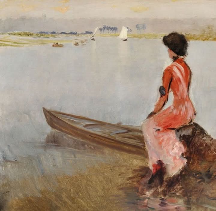 PasqualeTotaro's tweet photo. C'è una meta, ma non 
una via,
ciò che chiamiamo via
è un indugiare.

Franz Kafka

#notteinarte @atutti 
A diomani 🩵 

~Giuseppe de Nittis🖌️
  1880 https://t.co/jbFFjZgSQv