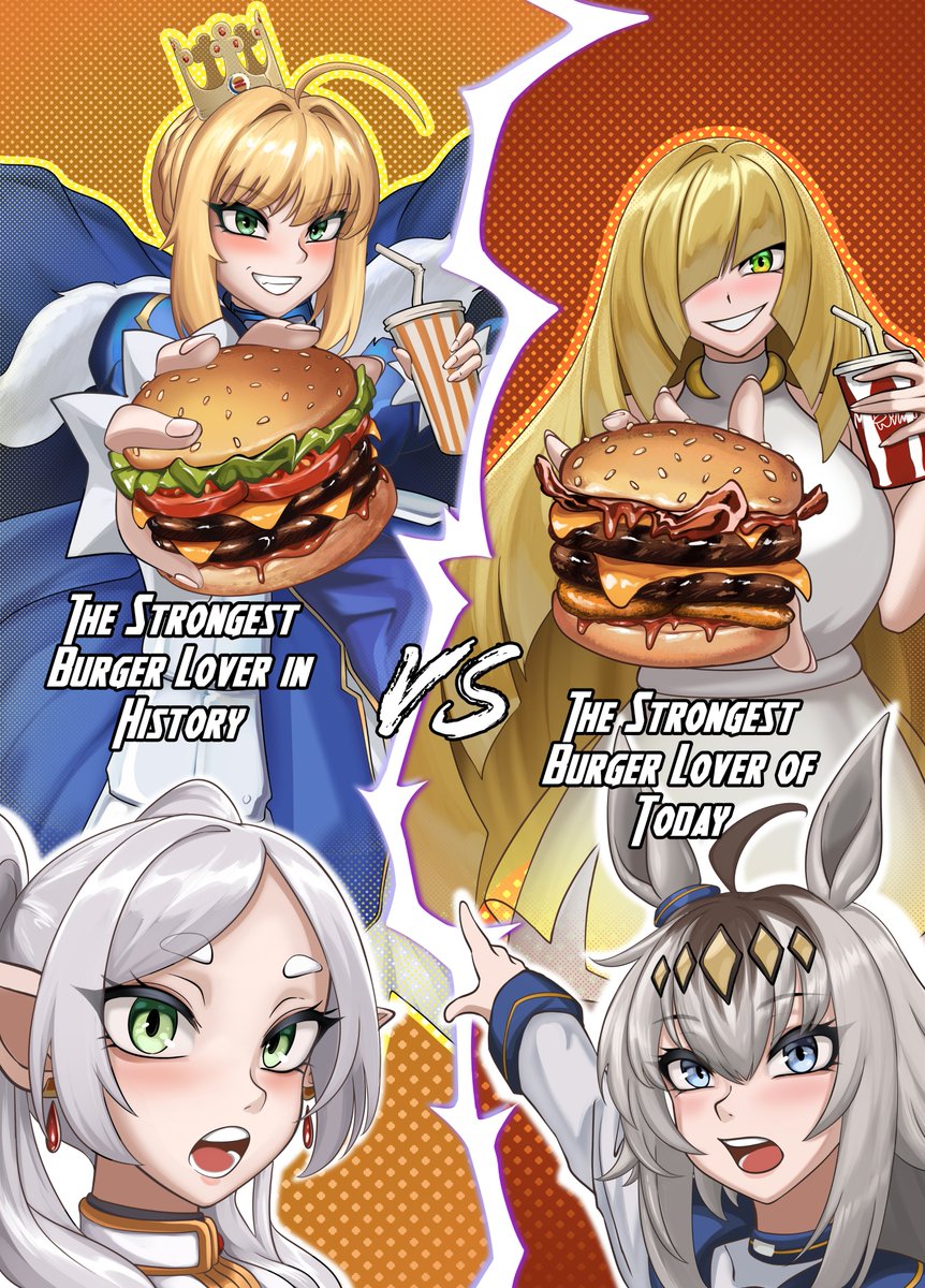 rikatsuky's tweet photo. Artoria vs Lusamine - Big Burgers Lovers https://t.co/bu8xNwz676