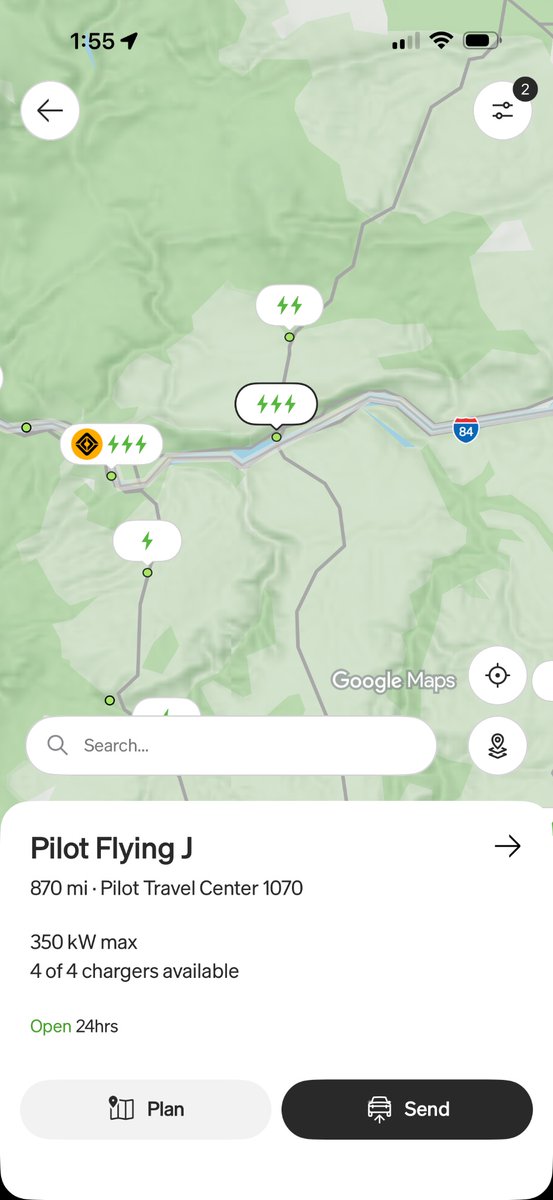 basically4671's tweet photo. @Rivian @RivianTrackr @RANtracker someone on Facebook reported this incorrect DCFC in the Rivian nav and nearly got stranded while towing https://t.co/U4pambEBsl
