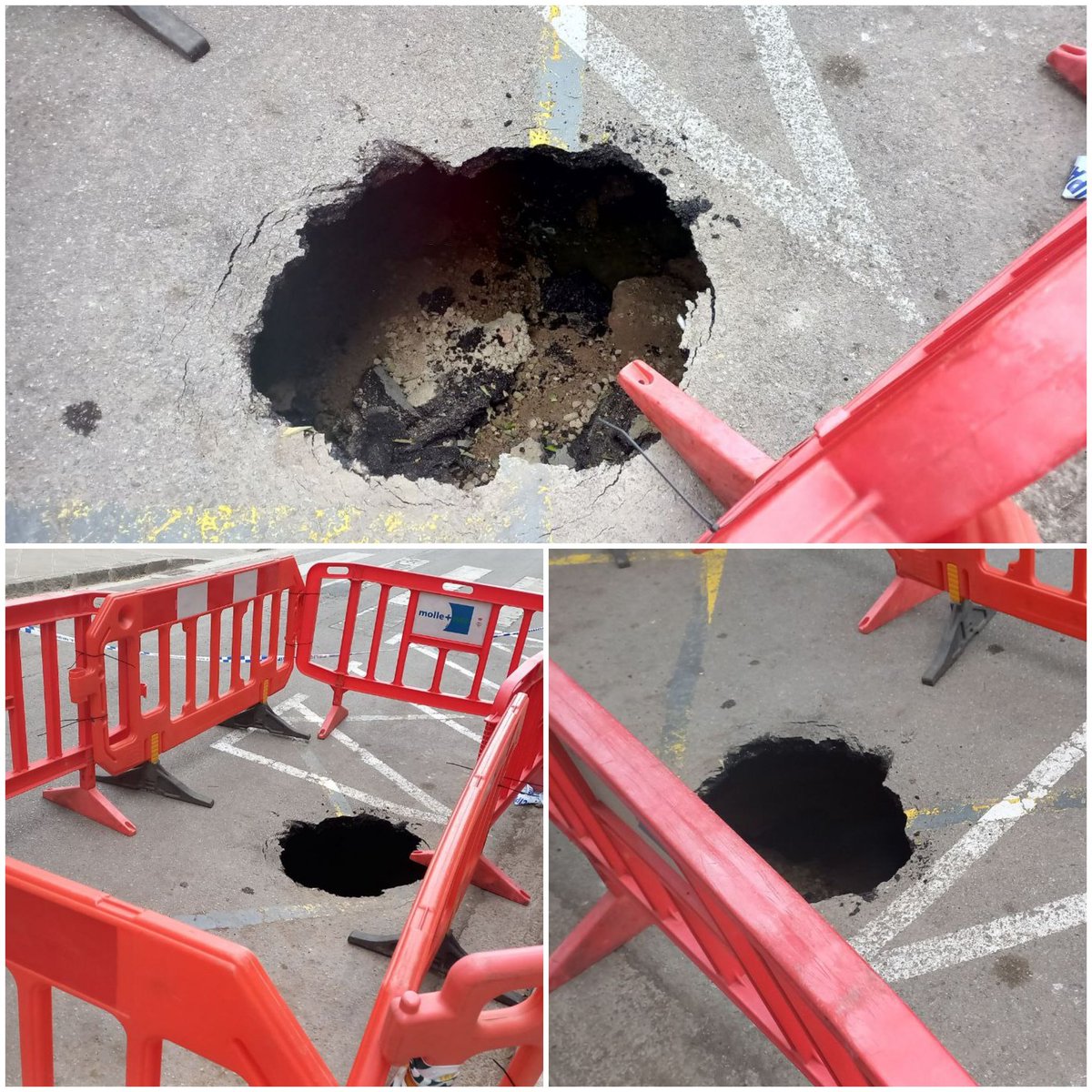 guanyemMollet's tweet photo. ⚠️11 mesos després, 
l'esvoranc de  Pompeu Fabra de #Mollet sense arreglar i el carrer tallat.
⚠️ És el tercer cop en pocs anys que es produeix un fet tan perillós.
⚠️ Sort que l'ajunt de PSC-Comuns estan contents del seu pla de manteniment dels carrers. 😨🤣
#NyapsMollet https://t.co/6s2OvdmJdc