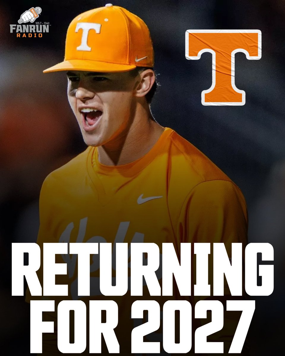 FOXSportsKnox's tweet photo. BREAKING: Tennessee LHP Cam Appenzeller will return to Knoxville for the 2027 season, @ByMikeWilson reports 🍊

The SEC All-Freshman team member posted a 6-1 record with a 4.76 ERA for the #Vols this past season.

The Illinois native struck out 64 batters in 56.2 innings. https://t.co/MbABpUR98w